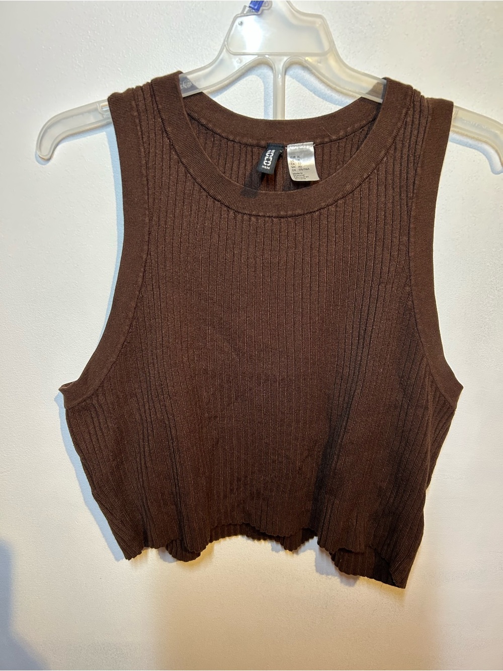 H&M Brown Ribbed Cropped Tank Top - Picture 1 of 2